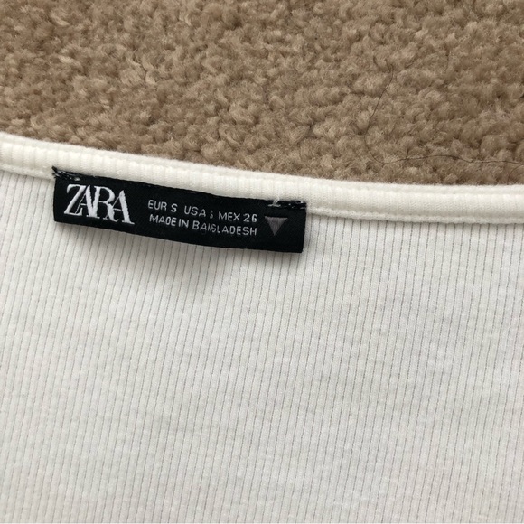 Zara White Long Sleeve Crop Top - Picture 2 of 4